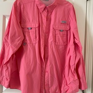 Columbia Vibrant Pink Collared Shirt